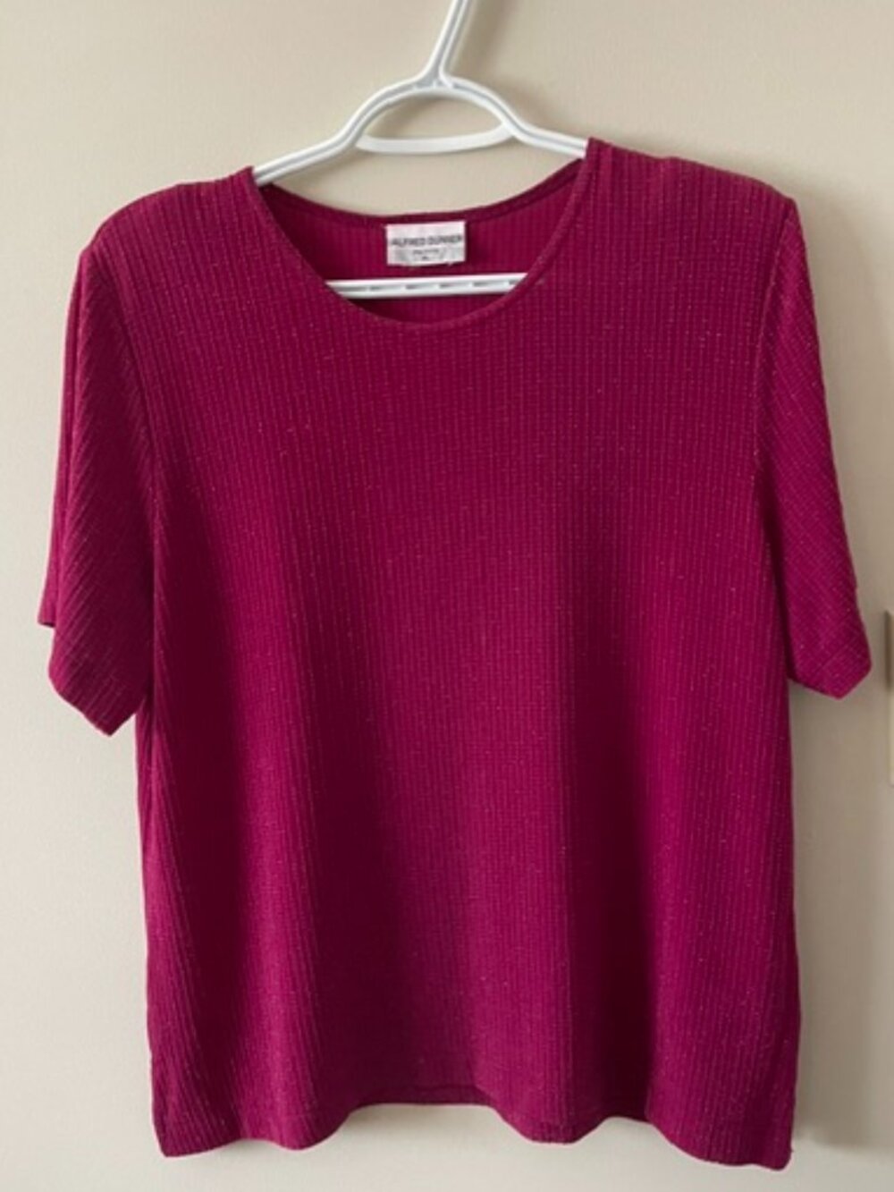 Alfred Dunner VTG  Women Vibrant  Mauve Silver Thread Half Sleeve top- Size  PL